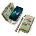 POLA Etui Portfel Pokrowiec do iPhone 15 Plus zielony w kwiaty