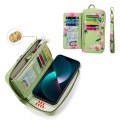 POLA Etui Portfel Pokrowiec do iPhone 15 Plus zielony w kwiaty