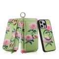 POLA Etui Portfel Pokrowiec do iPhone 15 Plus zielony w kwiaty