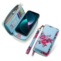 POLA Etui Portfel Pokrowiec do iPhone 15 Plus niebieski w kwiaty