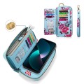 POLA Etui Portfel Pokrowiec do iPhone 15 Plus niebieski w kwiaty