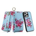 POLA Etui Portfel Pokrowiec do iPhone 15 Plus niebieski w kwiaty