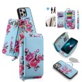 POLA Etui Portfel Pokrowiec do iPhone 15 Plus niebieski w kwiaty