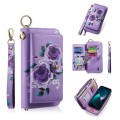 POLA Etui Portfel Pokrowiec do iPhone 15 Plus fioletowy w kwiaty