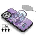 POLA Etui Portfel Pokrowiec do iPhone 15 Plus fioletowy w kwiaty