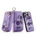 POLA Etui Portfel Pokrowiec do iPhone 15 Plus fioletowy w kwiaty