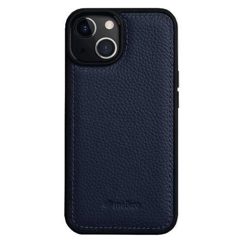 MELKCO Skórzane Etui Obudowa Plecki do iPhone 15 Plus granatowe
