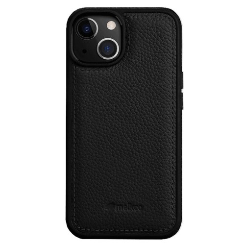 MELKCO Skórzane Etui Obudowa Plecki do iPhone 15 Plus czarne