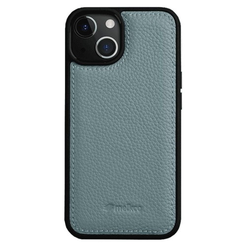 MELKCO Skórzane Etui Obudowa Plecki do iPhone 15 Plus niebieskie
