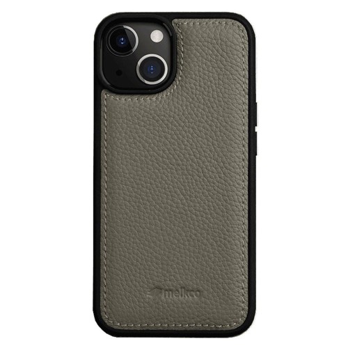 MELKCO Skórzane Etui Obudowa Plecki do iPhone 15 Plus szary