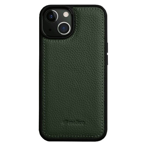 MELKCO Skórzane Etui Obudowa Plecki do iPhone 15 Plus zielone
