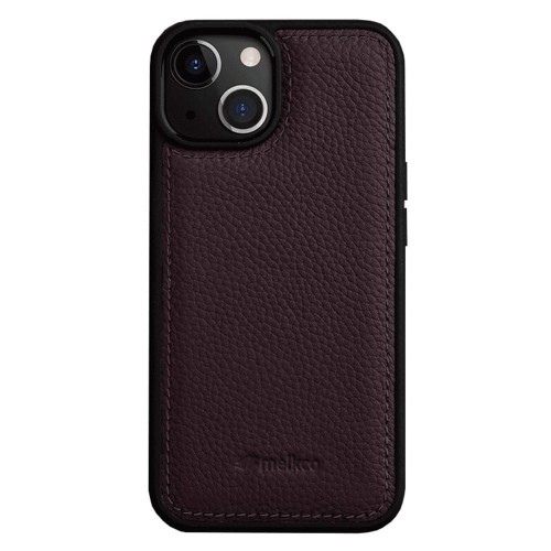 MELKCO Skórzane Etui Obudowa Plecki do iPhone 15 Plus fioletowe