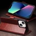 QIALINO Biznesowe Skórzane Etui do iPhone 13 brązowe