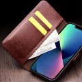 QIALINO Biznesowe Skórzane Etui do iPhone 13 brązowe