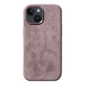 Zamszowe Eleganckie Etui Obudowa Plecki MagSafe do iPhone 13 różowe