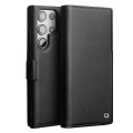 QIALINO Eleganckie Matowe Skórzane Etui do Samsung Galaxy S22 Ultra czarne