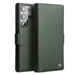 QIALINO Eleganckie Matowe Skórzane Etui do Samsung Galaxy S22 Ultra zielone
