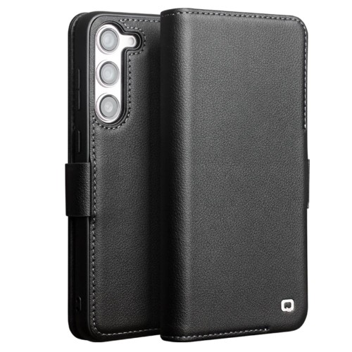 QIALINO Eleganckie Matowe Skórzane Etui do Samsung Galaxy S22+ czarne