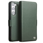 QIALINO Eleganckie Matowe Skórzane Etui do Samsung Galaxy S22+ zielone