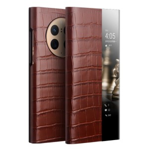 QIALINO Skórzane Etui Smart Cover do Huawei Mate 50 Pro brązowe