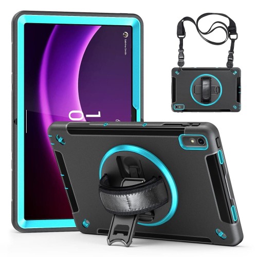 Czarno-miętowe Pancerne Etui z Uchwytem do Lenovo Tab P11 2 generacja