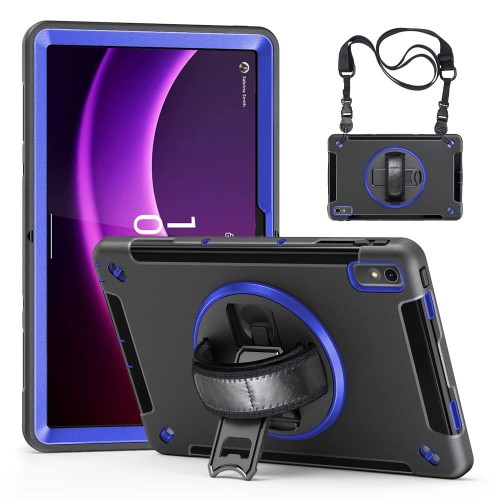 Czarno-granatowe Pancerne Etui z Uchwytem do Lenovo Tab P11 2 generacja