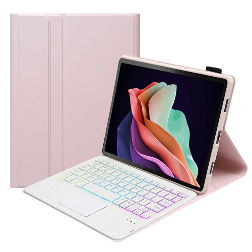 Różowe Etui z Podświetlaną Klawiaturą z Touchpad do Lenovo Tab P11 2 Generacja