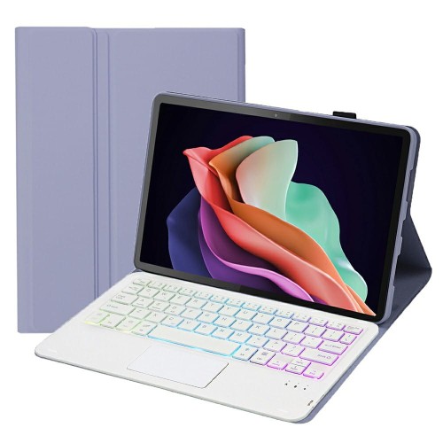 Fioletowe Etui z Podświetlaną Klawiaturą z Touchpad do Lenovo Tab P11 2 Generacja