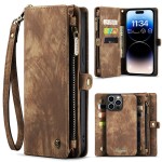 Pokrowiec Magnetyczne Etui Portfel CASEME do iPhone 15 Pro brązowy
