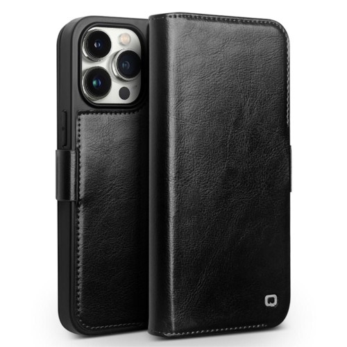 QIALINO Eleganckie Skórzane Etui Pokrowiec do iPhone 15 Pro Max czarne