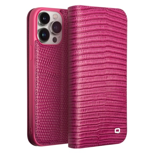 QIALINO Eleganckie Skórzane Etui Pokrowiec do iPhone 15 Pro Max różowe
