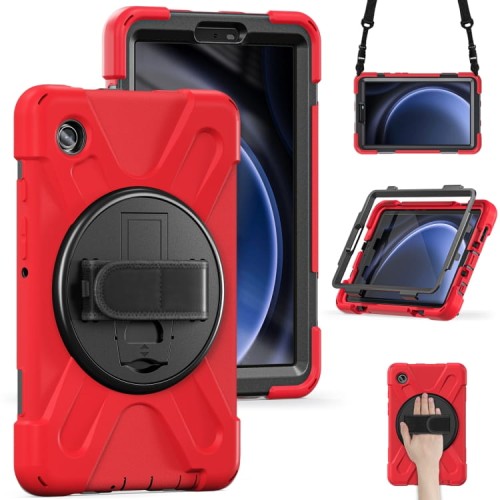 Mocne Pancerne Etui z Uchwytem do Samsung Galaxy Tab A9 czerwone