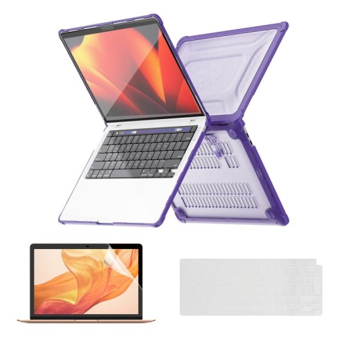 Pancerne Etui Obudowa Case do Apple MacBook Air 13.3 A2179 A2337 fioletowe
