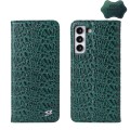 Fierre Shann Eleganckie Skórzane Etui do Samsung Galaxy S22 5G zielone