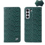 Fierre Shann Eleganckie Skórzane Etui do Samsung Galaxy S22 5G zielone