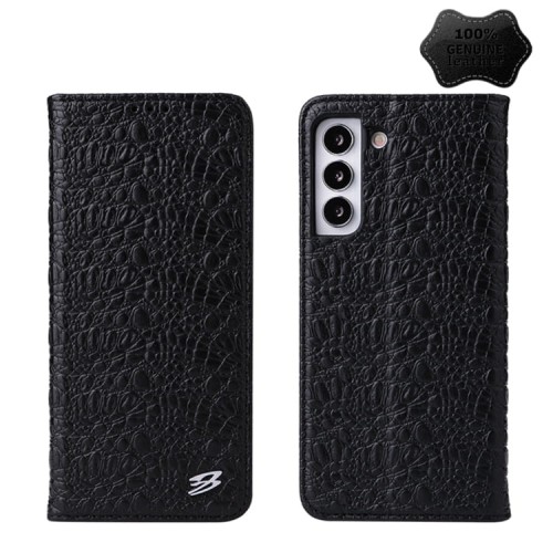 Fierre Shann Eleganckie Skórzane Etui do Samsung Galaxy S22 5G czarne