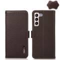 Skórzane Etui Pokrowiec KHAZNEH FRID do Samsung Galaxy S22 5G brązowe