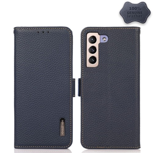 Skórzane Etui Pokrowiec KHAZNEH FRID do Samsung Galaxy S22 5G granatowe