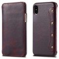 Skórzany Portfel Pokrowiec Etui do iPhone X/XS bordowy