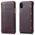 Skórzany Portfel Pokrowiec Etui do iPhone X/XS bordowy