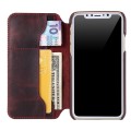 Skórzany Portfel Pokrowiec Etui do iPhone X/XS bordowy