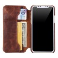 Skórzany Portfel Pokrowiec Etui do iPhone X/XS brązowy