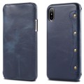 Skórzany Portfel Pokrowiec Etui do iPhone X/XS granatowy