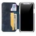 Skórzany Portfel Pokrowiec Etui do iPhone X/XS granatowy