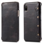 Skórzany Portfel Pokrowiec Etui do iPhone X/XS czarny
