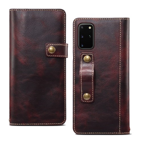 Denior Skórzane Etui Pokrowiec do Samsung Galaxy S20 Plus bordowe