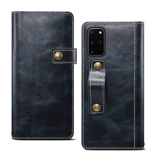 Denior Skórzane Etui Pokrowiec do Samsung Galaxy S20 Plus granatowe