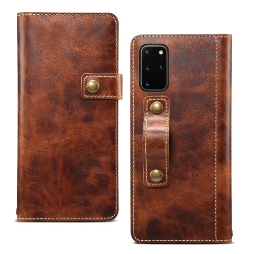 Denior Skórzane Etui Pokrowiec do Samsung Galaxy S20 Plus brązowe