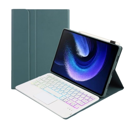 Zielone Etui Podświetlana Klawiatura TouchPad do Xiaomi Pad 6 / Pad 6 Pro