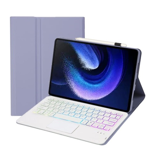 Fioletowe Etui Podświetlana Klawiatura TouchPad do Xiaomi Pad 6 / Pad 6 Pro